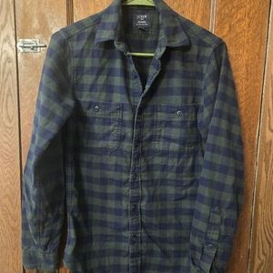 J. Crew Navy & Green Flannel Shirt 100% Cotton